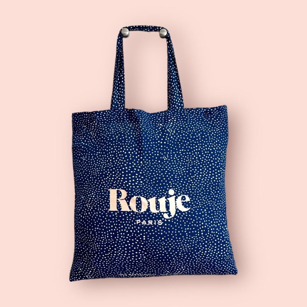 New Rouje blue polka dot tote bag